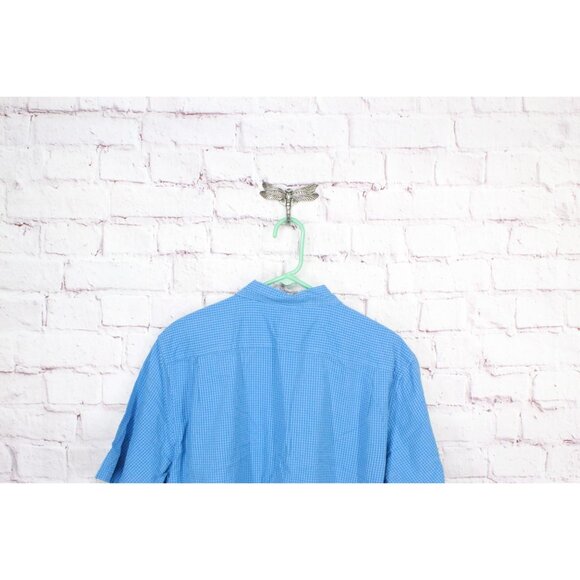 LL Bean Organic Cotton Seersucker Shirt Slightly Fitted Plaid Blue L Tall - Picture 4 of 11